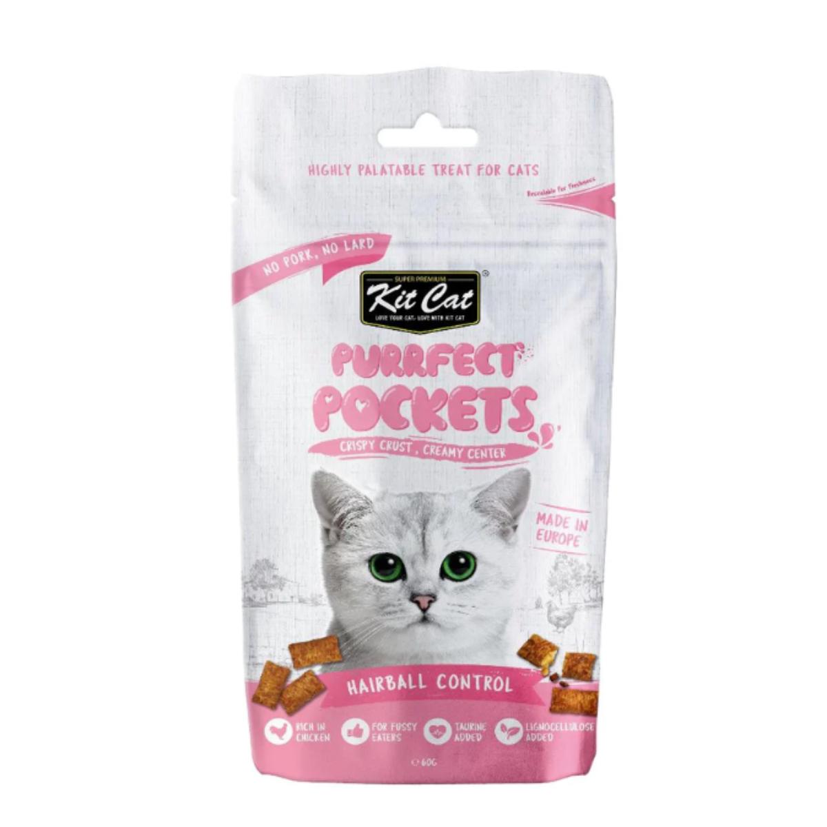 Kit Cat Purrfect Pockets - Hairball Control 60 g Functionele snack voor katten