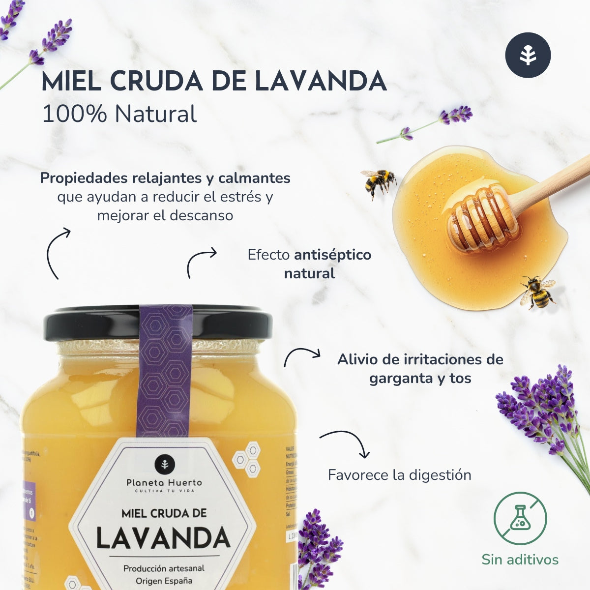 Roher Lavendelhonig Planeta Huerto 500 g