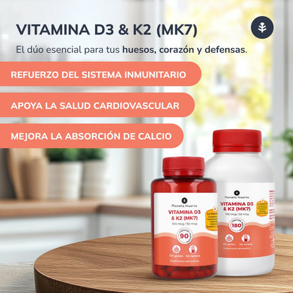 Confezione 3xVitamina D3 e K2 Mk7 Planeta Huerto 180 Capsule