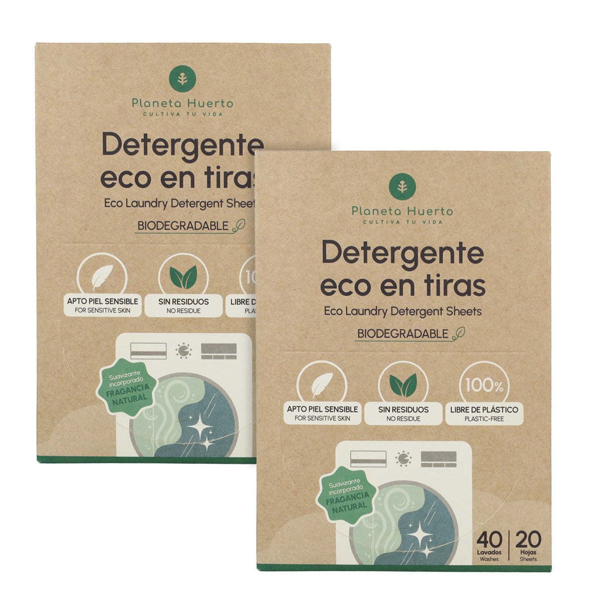 Confezione da 2 detersivi e ammorbidenti ecologici Planeta Huerto 80 lavaggi