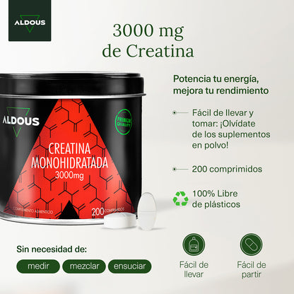 Creatine monohydraat Aldous 3000 mg 200 tabletten