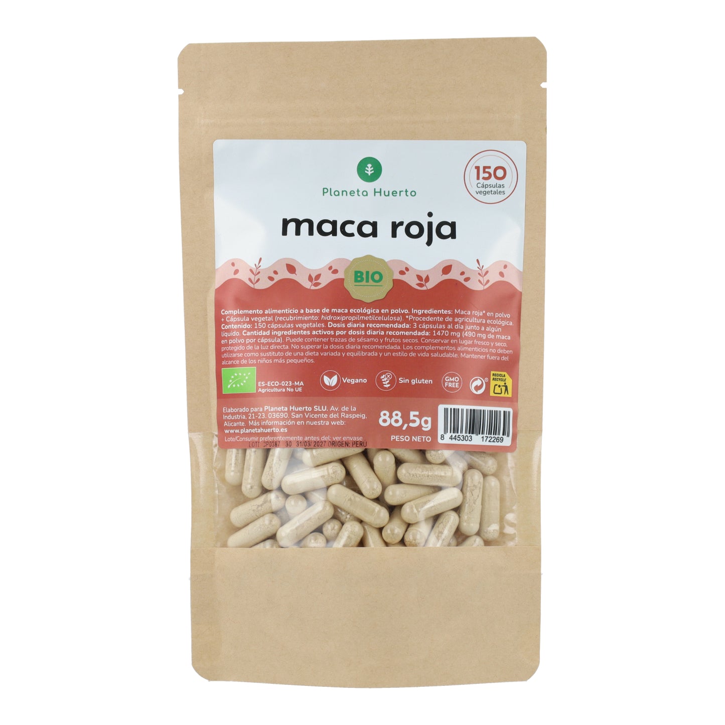 Maca rossa biologica Maca rossa biologica Planeta Huerto 150 capsule
