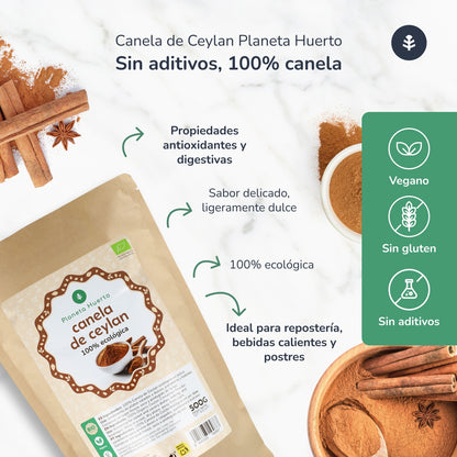 Cannelle de Ceylan en poudre ECO Planeta Huerto 500 g