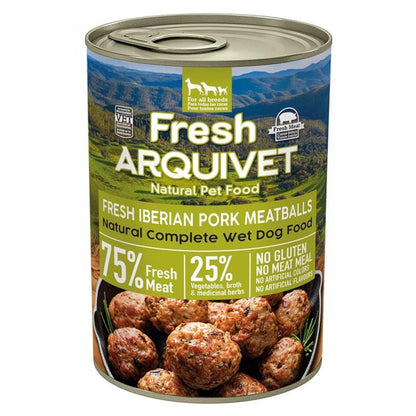 Polpette di maiale fresco Arquivet 400 g Cibo umido per cani con maiale iberico, zucca e fagiolini