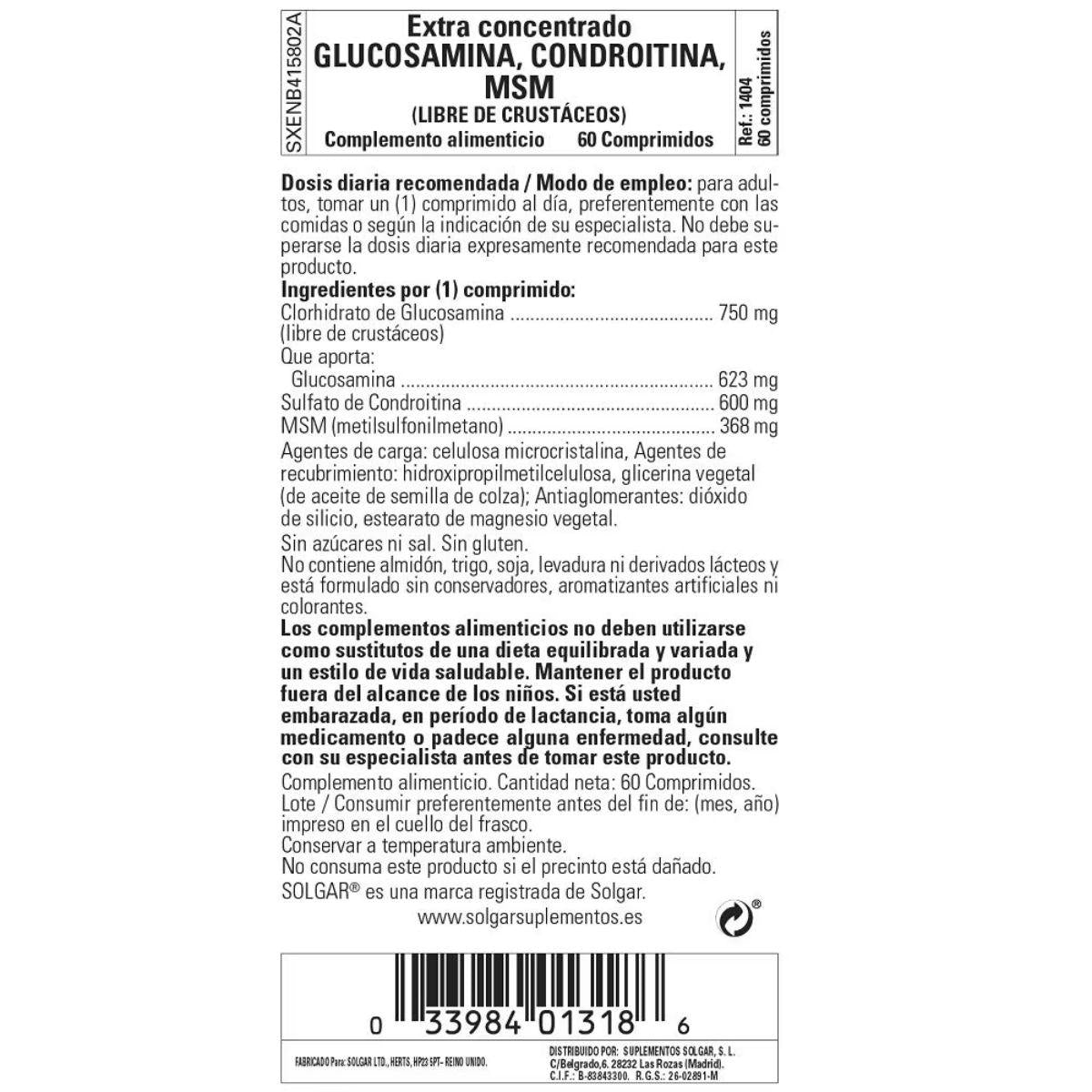 Pack of 2x Glucosamine Chondroitin MSM Extra Concentrate