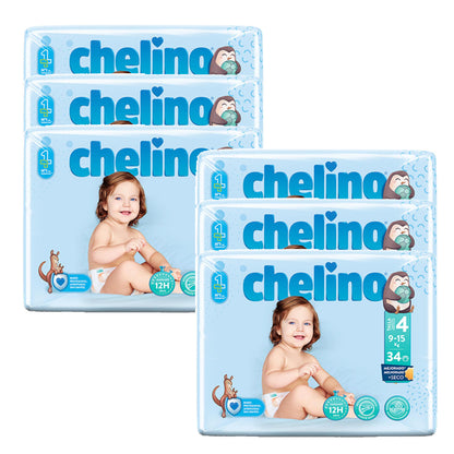 Confezione da 6 pannolini T4 Gateo (9-15 kg) 34 pezzi, Chelino
