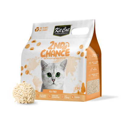 Katzenstreu-Set Eco 2nd Chance – Erbsenfaser (Original) 2,5 kg Erbsenschalen und Maniok