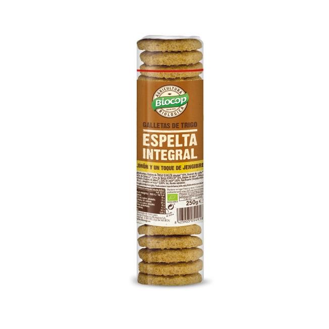 Confezione da 2 biscotti integrali di farro, zenzero e limone Biocop 250 g