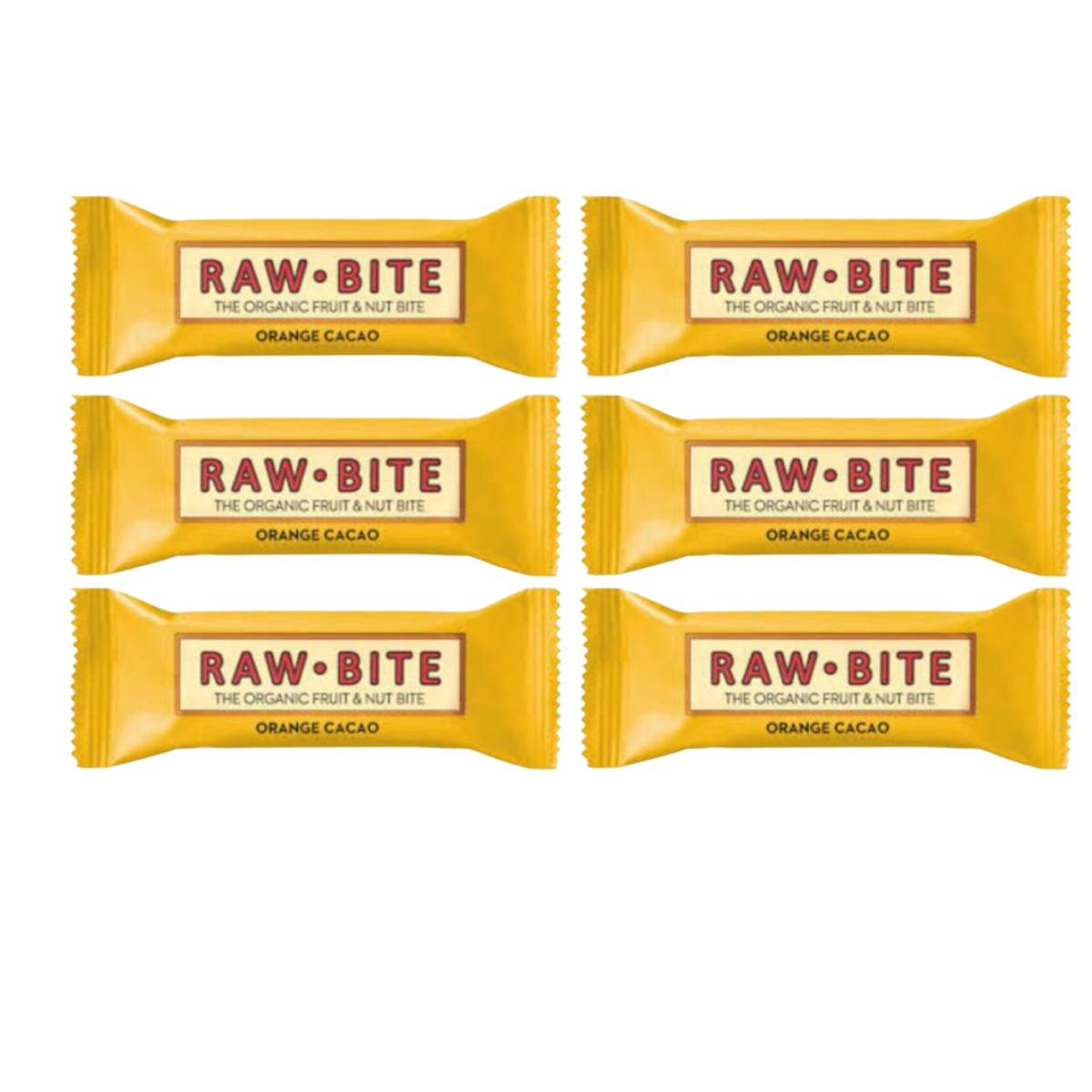 Pack of 6 Raw-Bite Organic Bars, Cocoa and Orange, 50 g