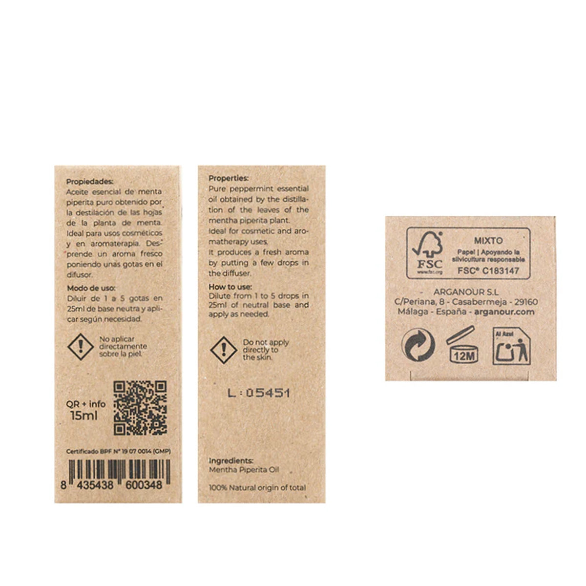 Olio essenziale di menta piperita 100% puro Arganour 15 ml