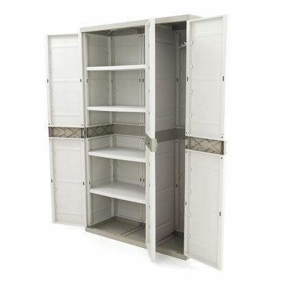 Armoire à 3 portes avec balai 105 cm Titanium Plastiken Beige (reconditionnée)