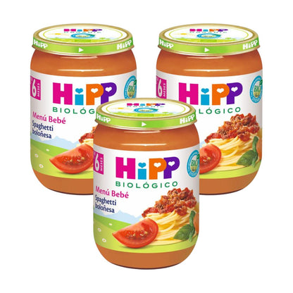 Lot de 3 petits pots de spaghetti bolognaise bio +6 mois HiPP 190 g