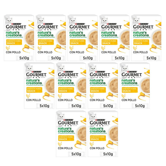 Confezione da 11 x GOURMET Nature's Creations Delizioso snack liquido con pollo e zucca 5x10 g