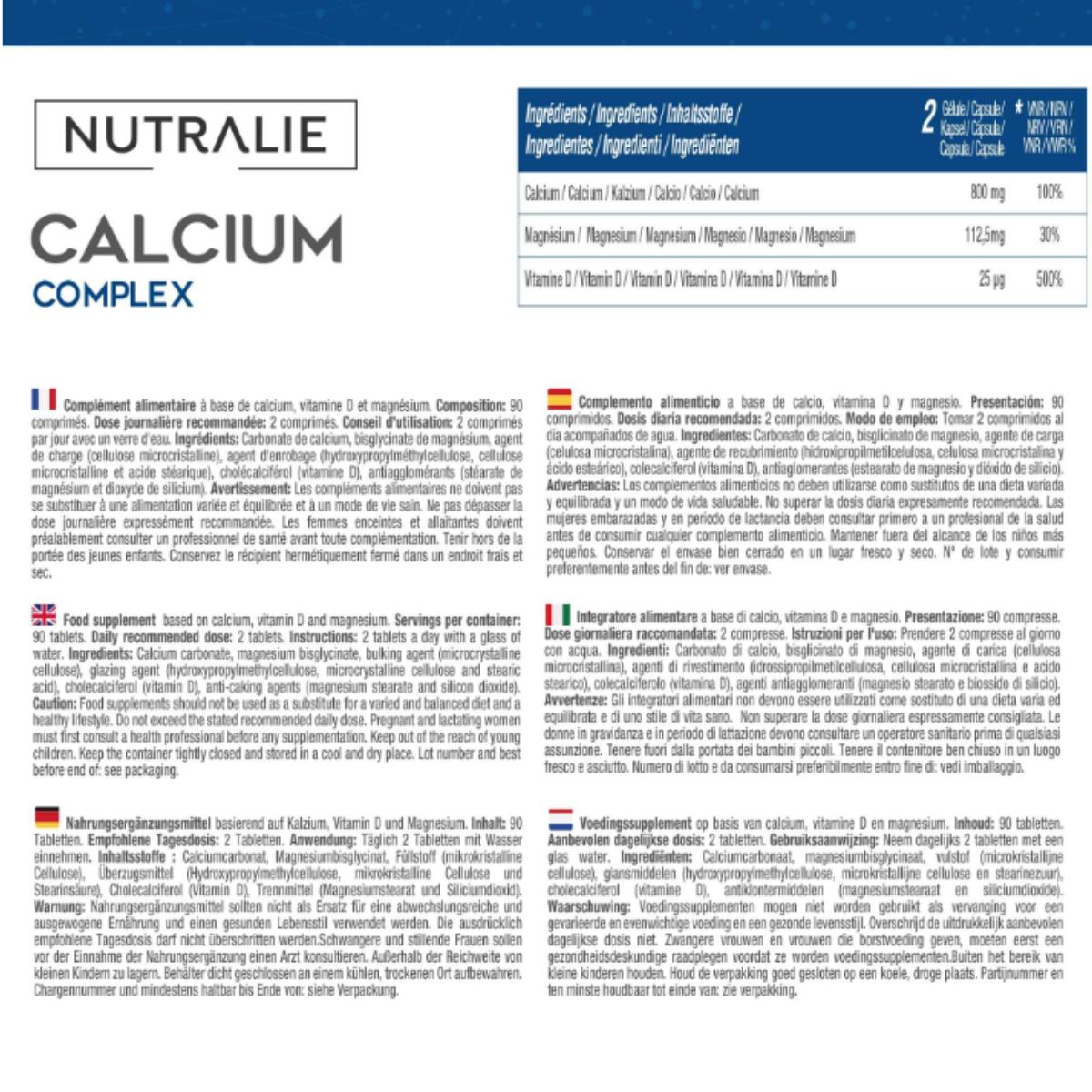 Nutralie Calcio 800 mg + Vitamina D3 e Magnesio, 90 compresse