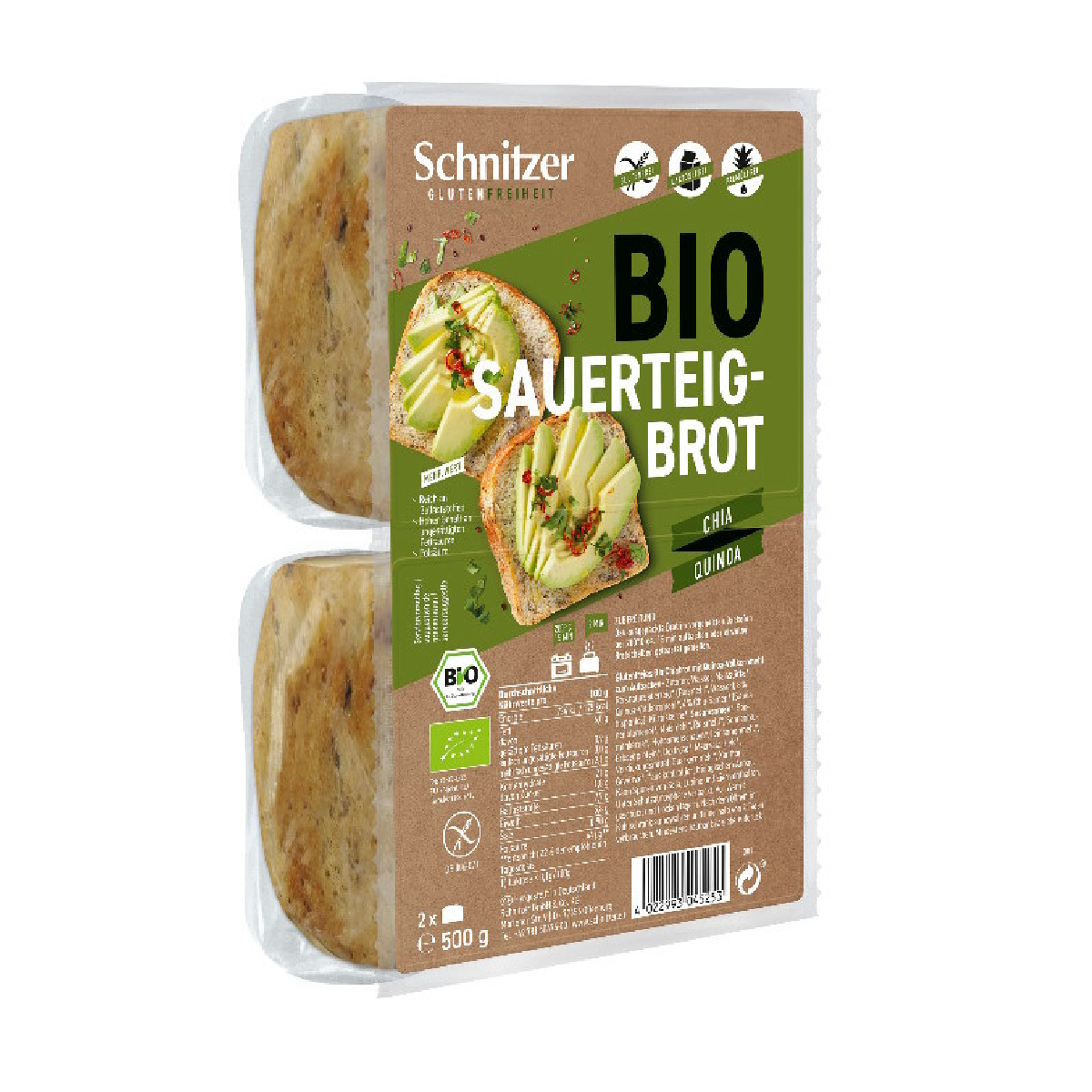 Glutenvrij brood met chia en quinoa Bio Schnitzer 500 g