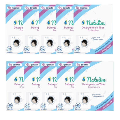 Confezione da 10 strisce lavanti ecologiche alla lavanda, Natulim, 40 lavaggi