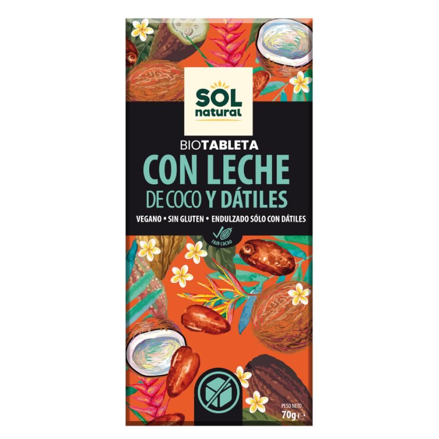 Vegansk chokladkaka med kokosmjölk och dadlar Bio Sol Natural 70 g