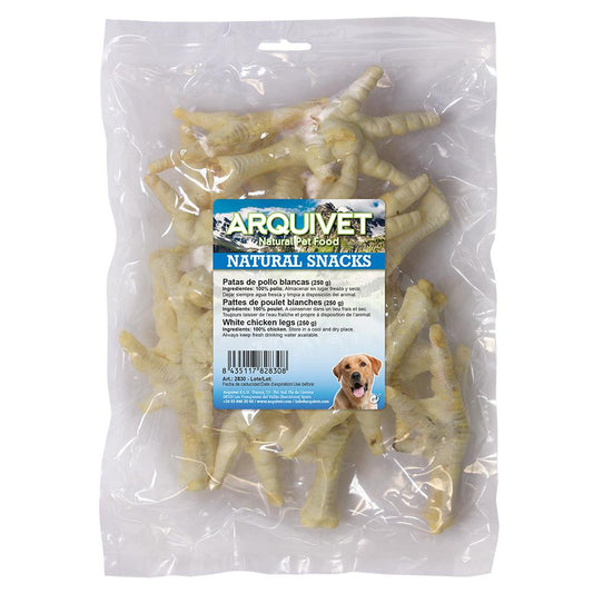 Natuurlijke snack voor honden Witte kippenpoten Arquivet  250 g
