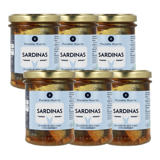 Emballage 6x Sardines à l'huile d'olive ECO Planeta Huerto 190 gr