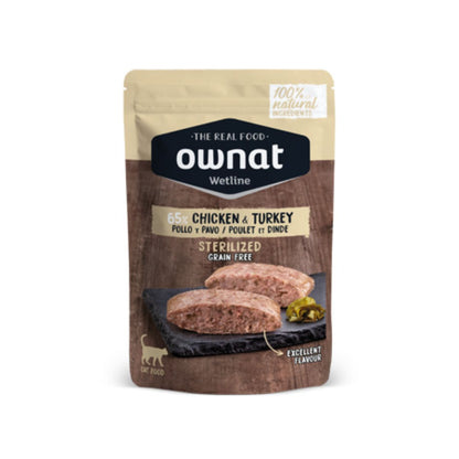 Ownat Wetline Poulet et dinde sans céréales pour chats stérilisés 85 g