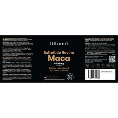 Estratto di radice di Maca 4000 mg, altamente concentrato 10:1 Zenement, 120 compresse