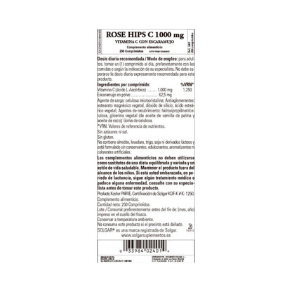Rose Hips Vitamina C, 250 comprimidos de 1000mg