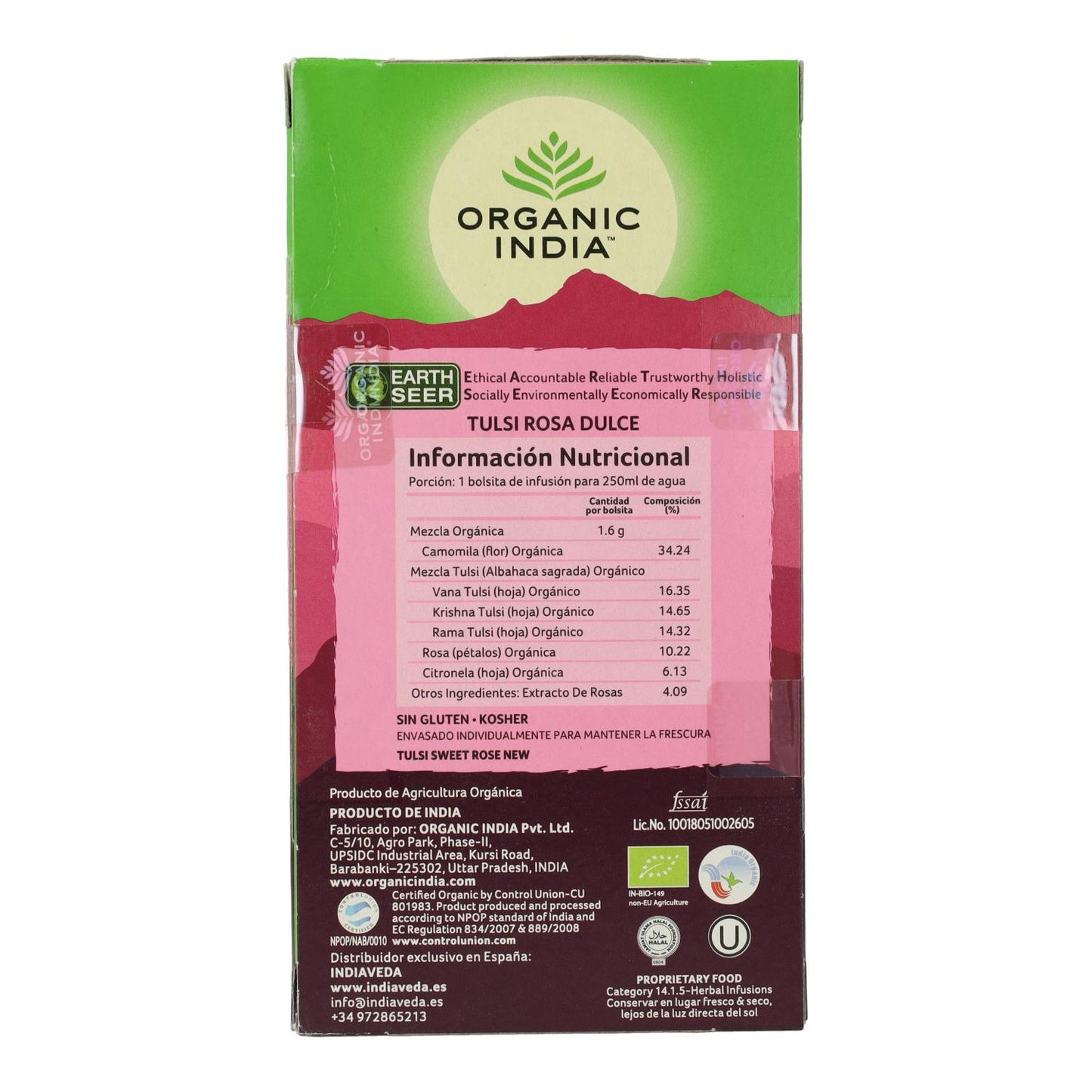 Tulsi Sweet Rose Organic India 25 påsar
