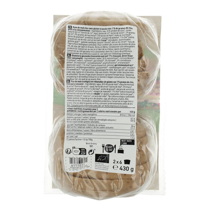 Glutenvrij maïsbrood in sneetjes met grainy zaden Bio Schnitzer 430 g