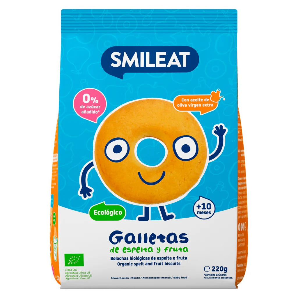 Lot de 12 paquets de biscuits bio pour enfants à la pomme et à l'épeautre Smileat, 220 g