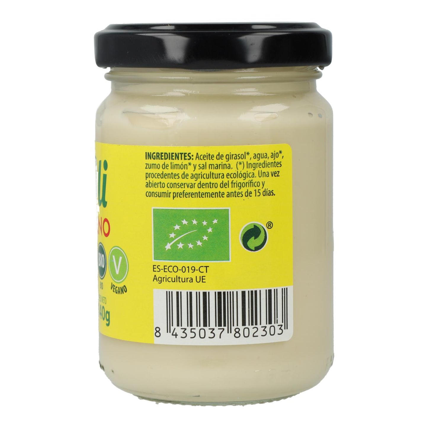Alioli Vegano Sin gluten Bio Sol Natural 140 g