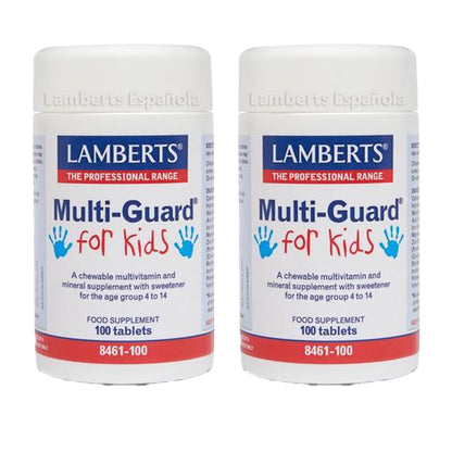 Pakket 2x Multi-Guard voor kinderen. Vitaminen en mineralen, Lamberts, 100 kauwtabletten