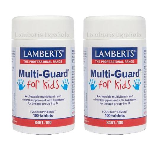 Pack 2x Multi-Guard pour enfants. Vitamines et minéraux, Lamberts, 100 comprimés à croquer