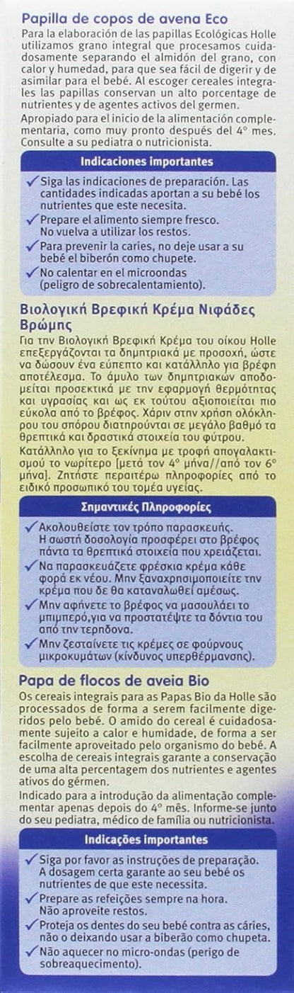 Ekologisk havregrynsgröt +4 månader Holle 250 g