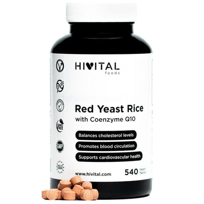Rote Reishefe mit Coenzym Q10  Hivital 540 vegane Kapseln