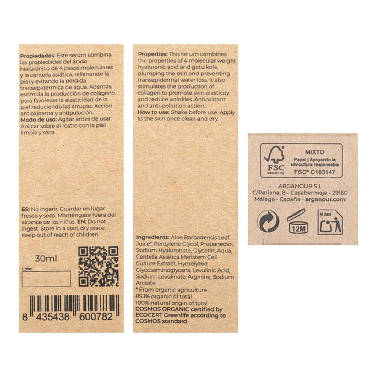 Gesichtsserum Radiance Hyaluronsäure und Indischer Wassernabel Arganour 30 ml