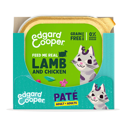 Cibo umido per gatti paté in vaschetta agnello e pollo Edgard & Cooper 85 g