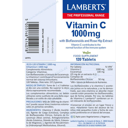 Vitamin C 1000 mg with bioflavonoids and rosehip 120 tablets Lamberts