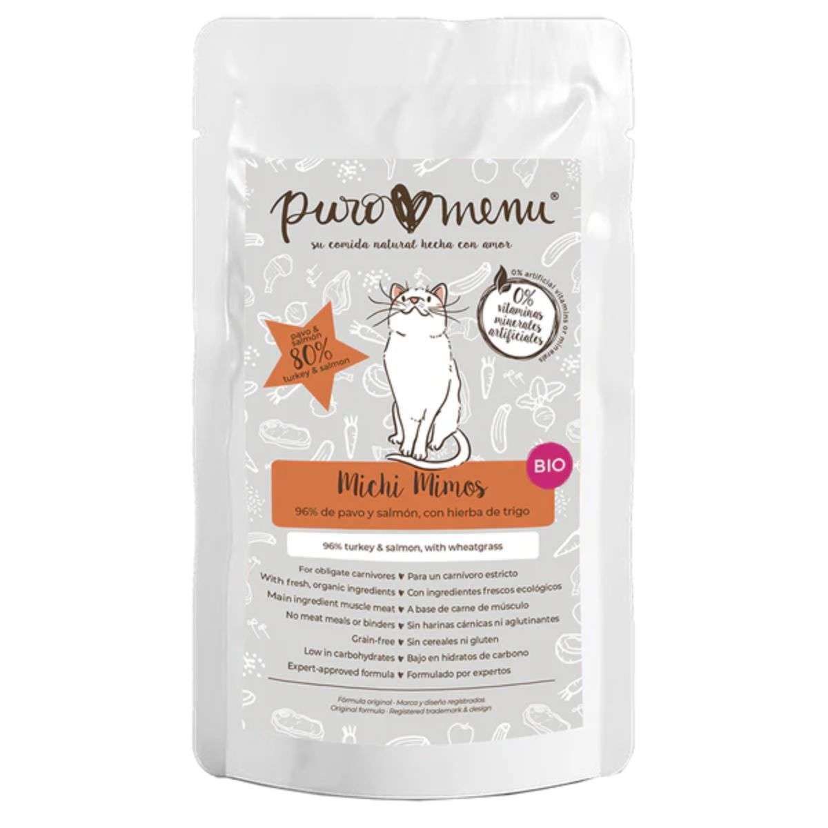 Barf-Nassfutter für Katzen Michi Mimos BIO (Truthahn und Lachs) Puromenu 100 g