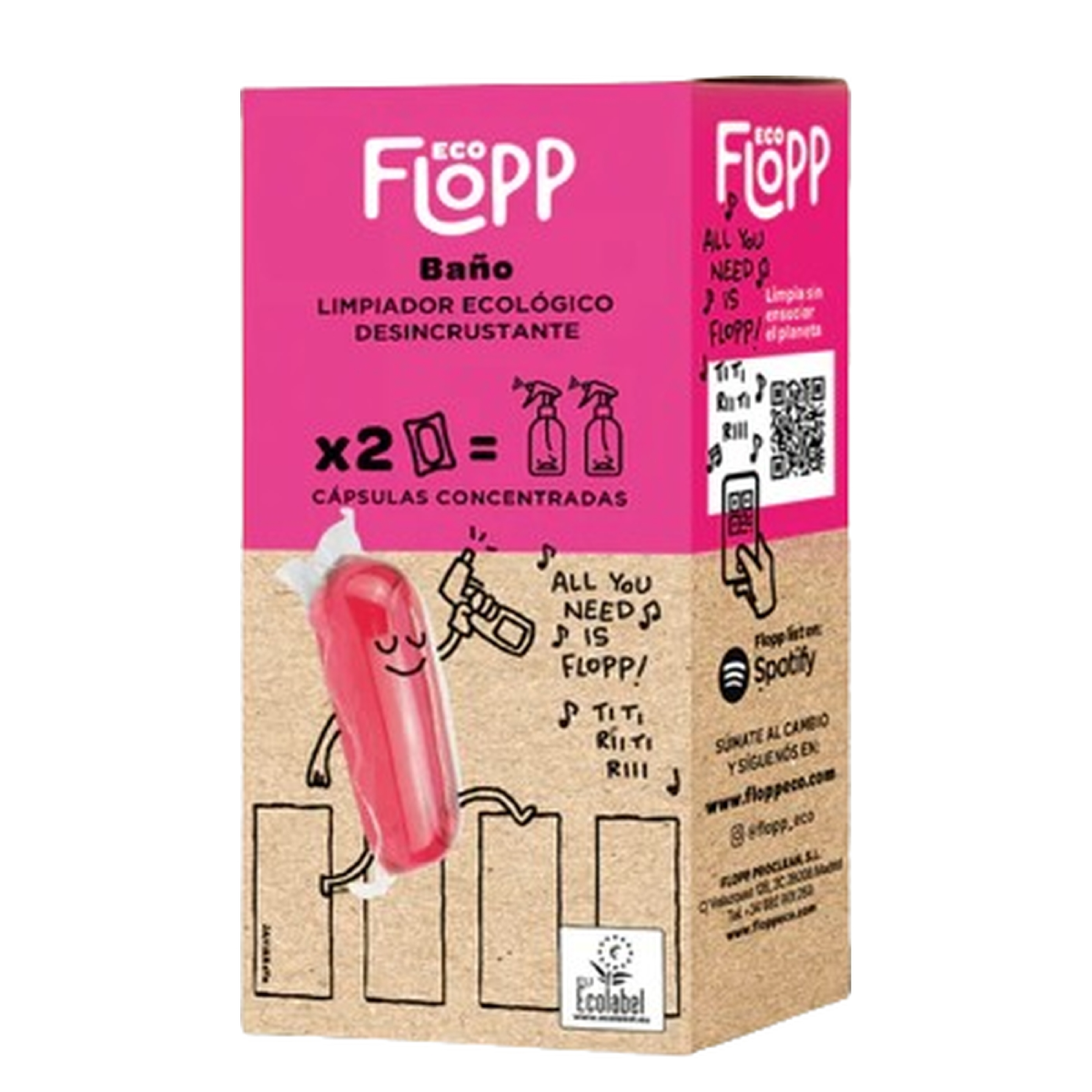 Confezione da 2 x Detergente per bagno ECO Reffil Flopp 2 capsule