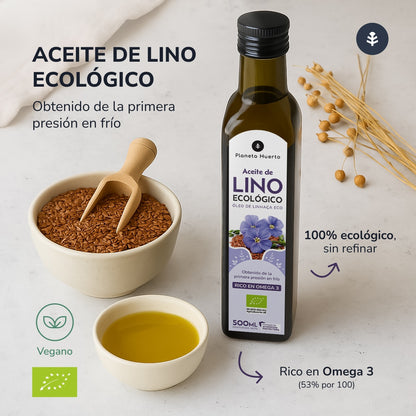 Pack of 2 ECO Planeta Huerto Cold-pressed Flaxseed Oil 500 ml
