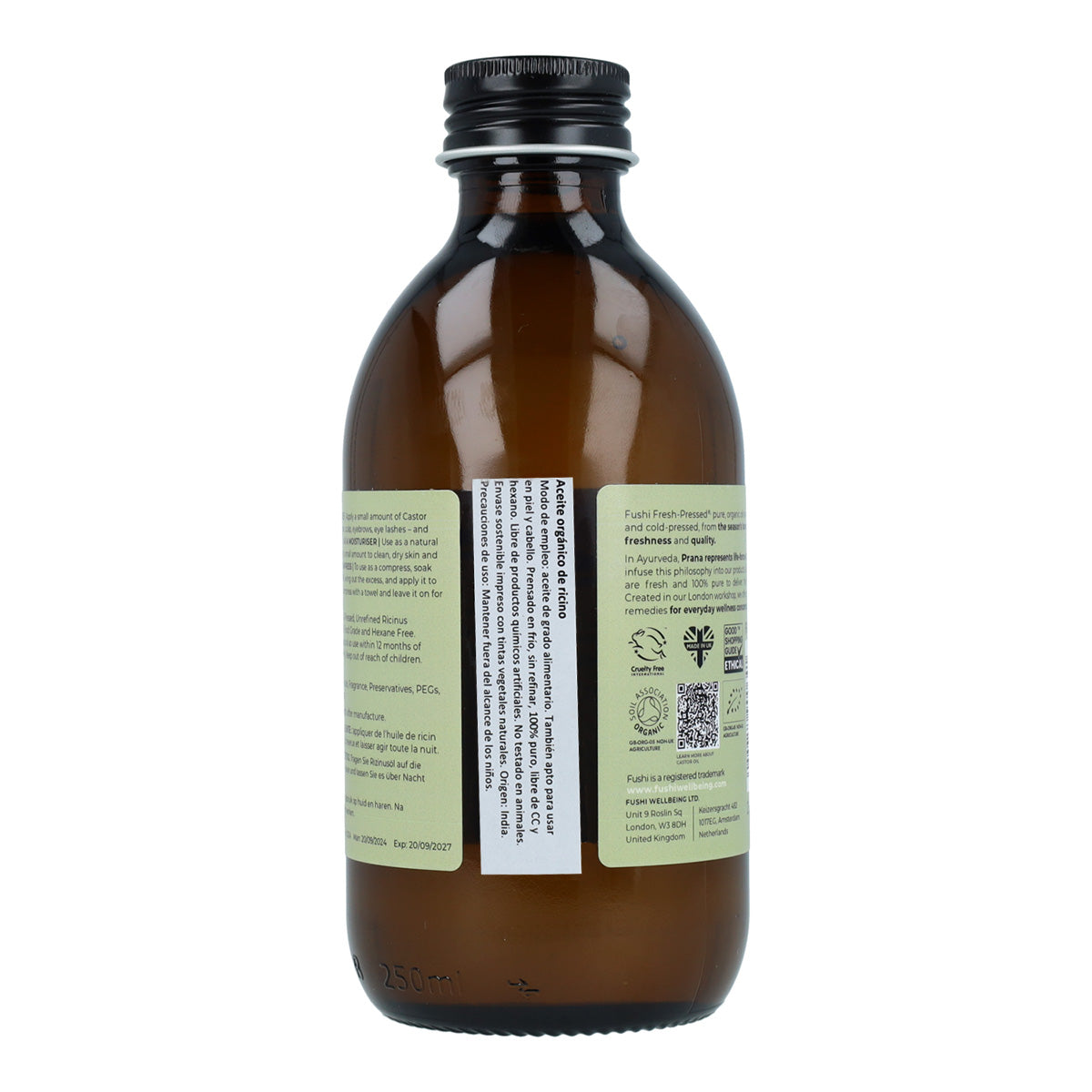 Bio-Rizinusöl für das Haar, kaltgepresst, Fushi 250 ml