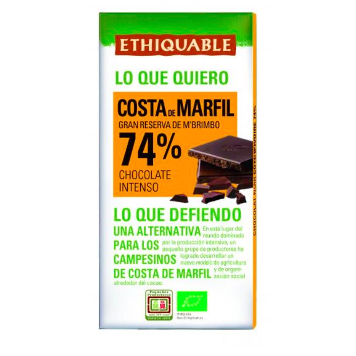 Cioccolato fondente 74% Costa d'Avorio BIO  Ideas Comercio Justo 100 g