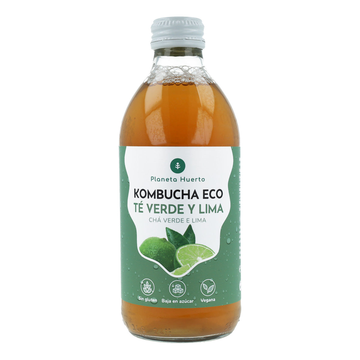 Förpackning 6 st Kombucha ECO grönt te och lime Planeta Huerto 330 ml