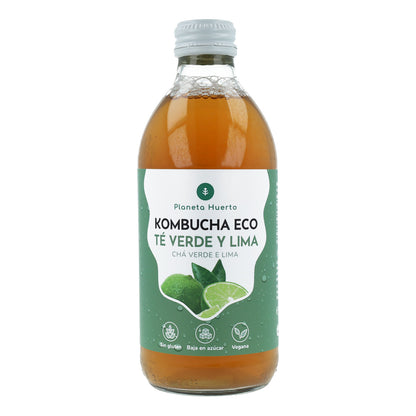 Förpackning 6 st Kombucha ECO grönt te och lime Planeta Huerto 330 ml