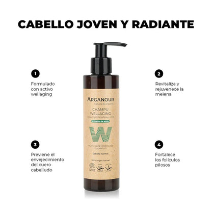 Shampoo wellaging senza solfati Arganour 200 ml