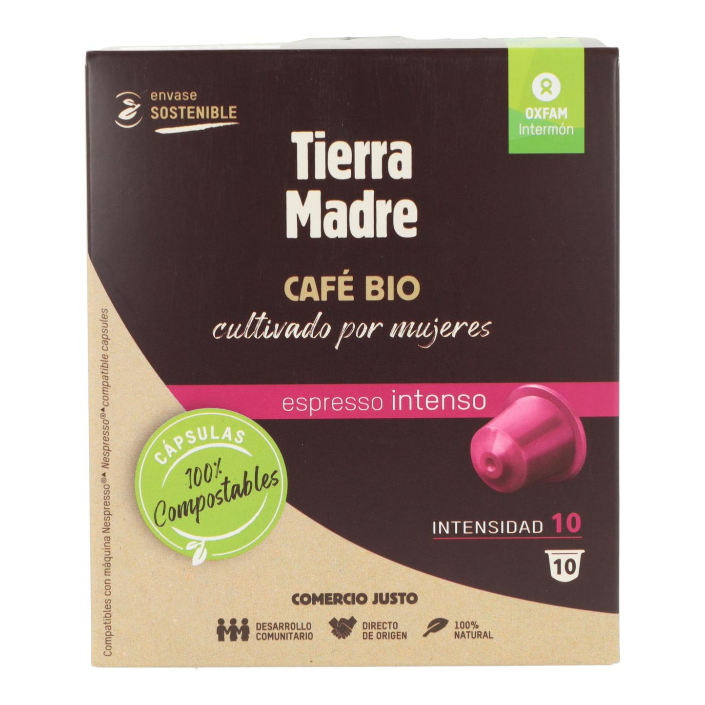 Kawa Fair Trade w kompostowalnych kapsułkach BIO Intenso Tierra Madre Oxfam Intermón 10 szt.