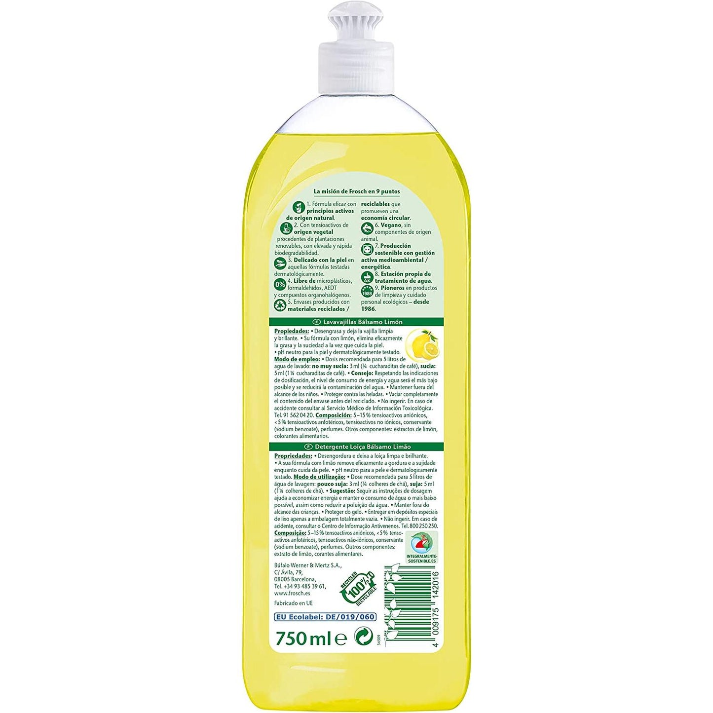 Detergente per piatti al limone Eco Frosch 750 ml