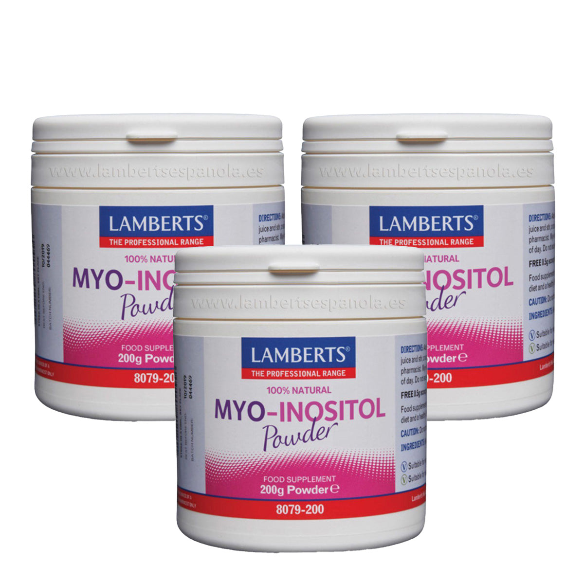 3er-Pack MYO Inositol Pulver, Lamberts, 200 g