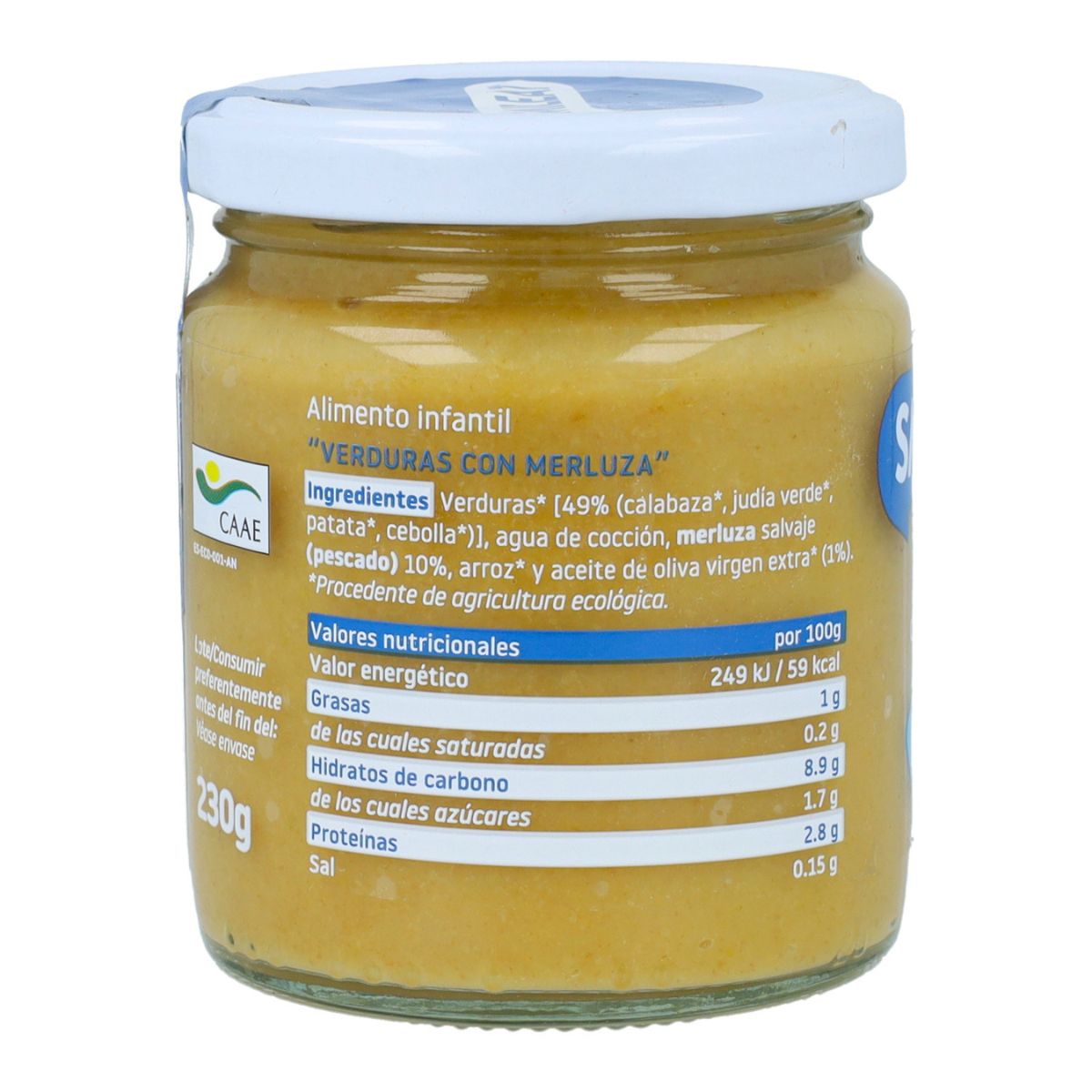Bio-Gläschen mit Gemüse und Seehecht +6 Monate Smileat 230 g