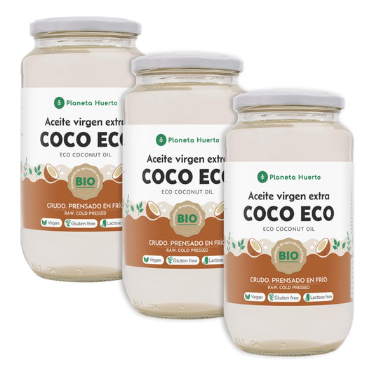 Pak 3x Virgin kokosolie ECO Planeta Huerto 1L